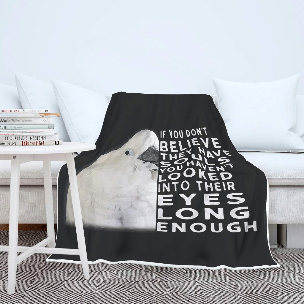 Soft Cozy 50x60 Inch Black & White Funny Umbrella Cockatoo Blanket for Adults & Kids - Perfect for Bed, Sofa, and Photo Props