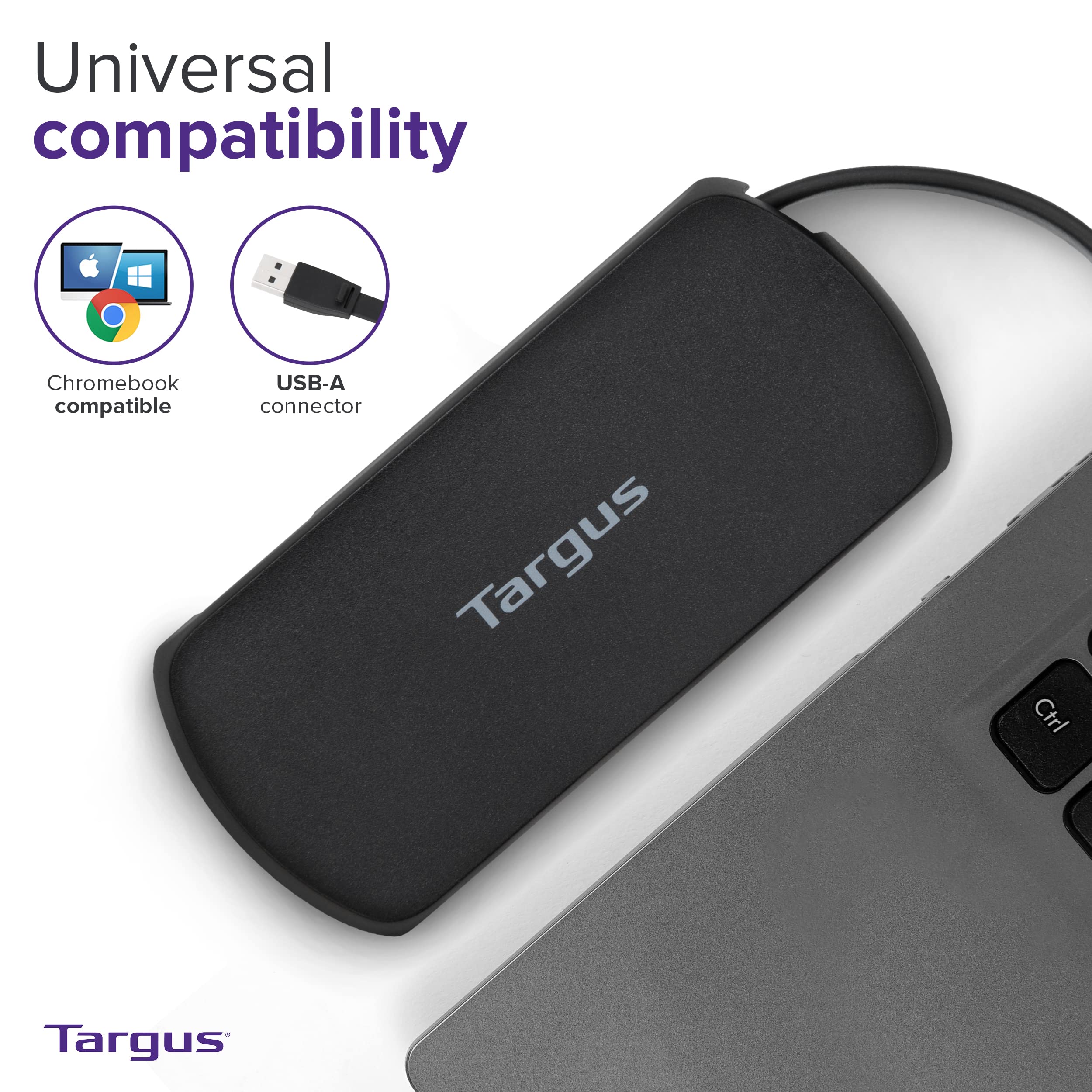 Targus 4-Port USB 3.0 Desktop Hub with Fast Data Transfer - Black (ACH114EU) - Perfect for Home Office, Gaming & Multiple Device Charging
