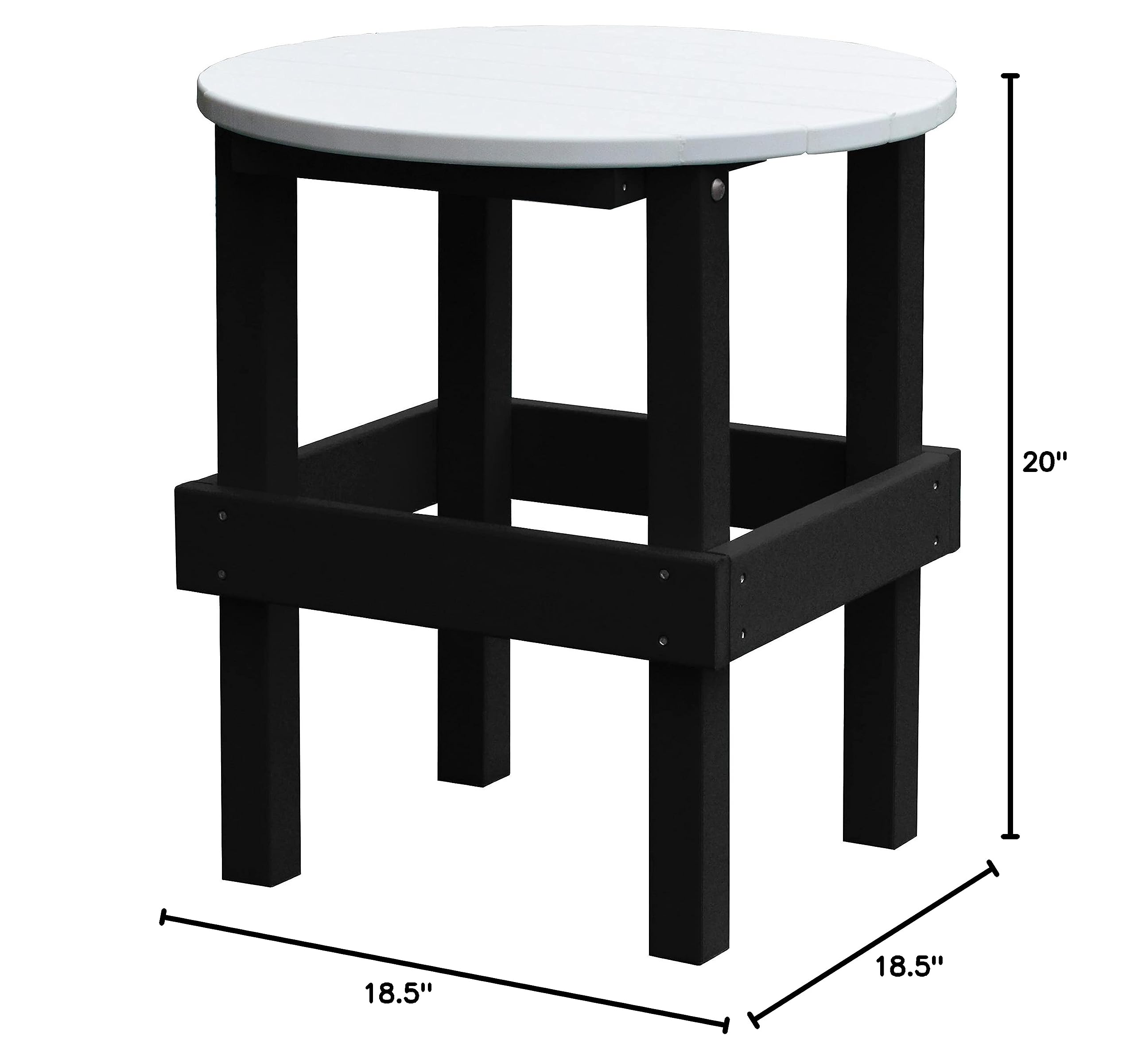 Round Side Table with Black Base & White Top - Modern Poly Furniture for Living Room, Bedroom, or Patio - Durable & Stylish Accent Table by Furniture Barn USA