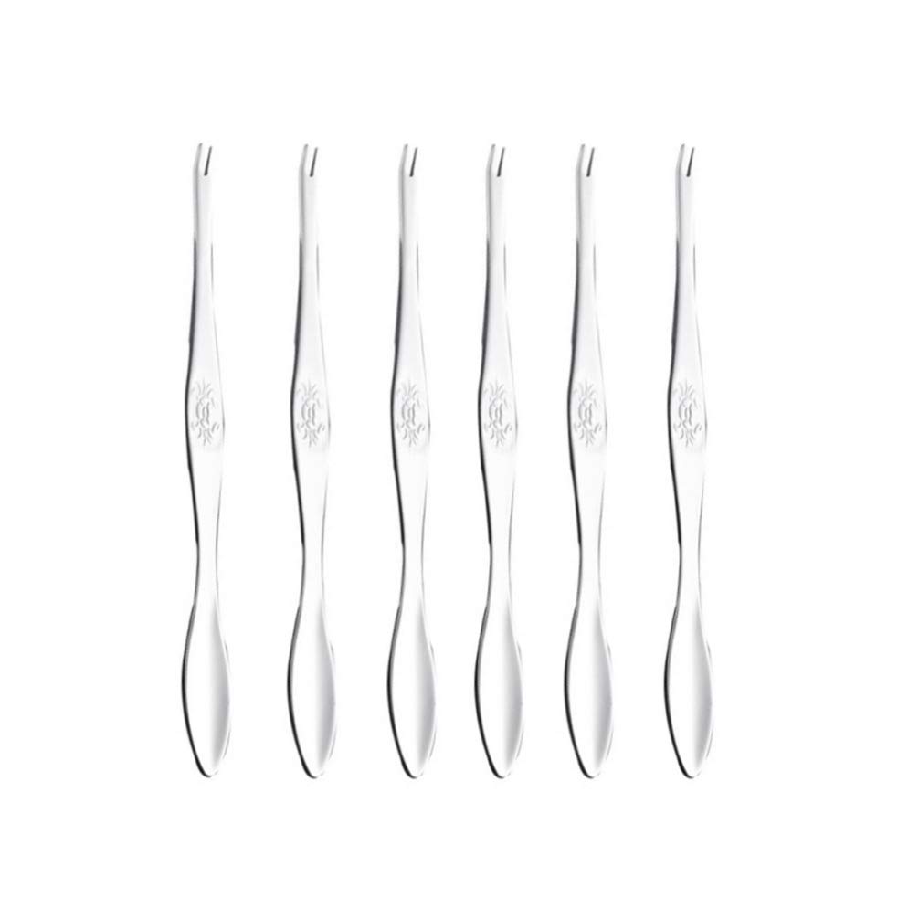 6-Pack Stainless Steel Crab & Lobster Forks - Seafood Shellfish Picks & Spoons for Kitchen, Restaurant & Home Use (Silver) - Perfect for Cracking Shells & Enjoying Crab, Lobster, Shrimp