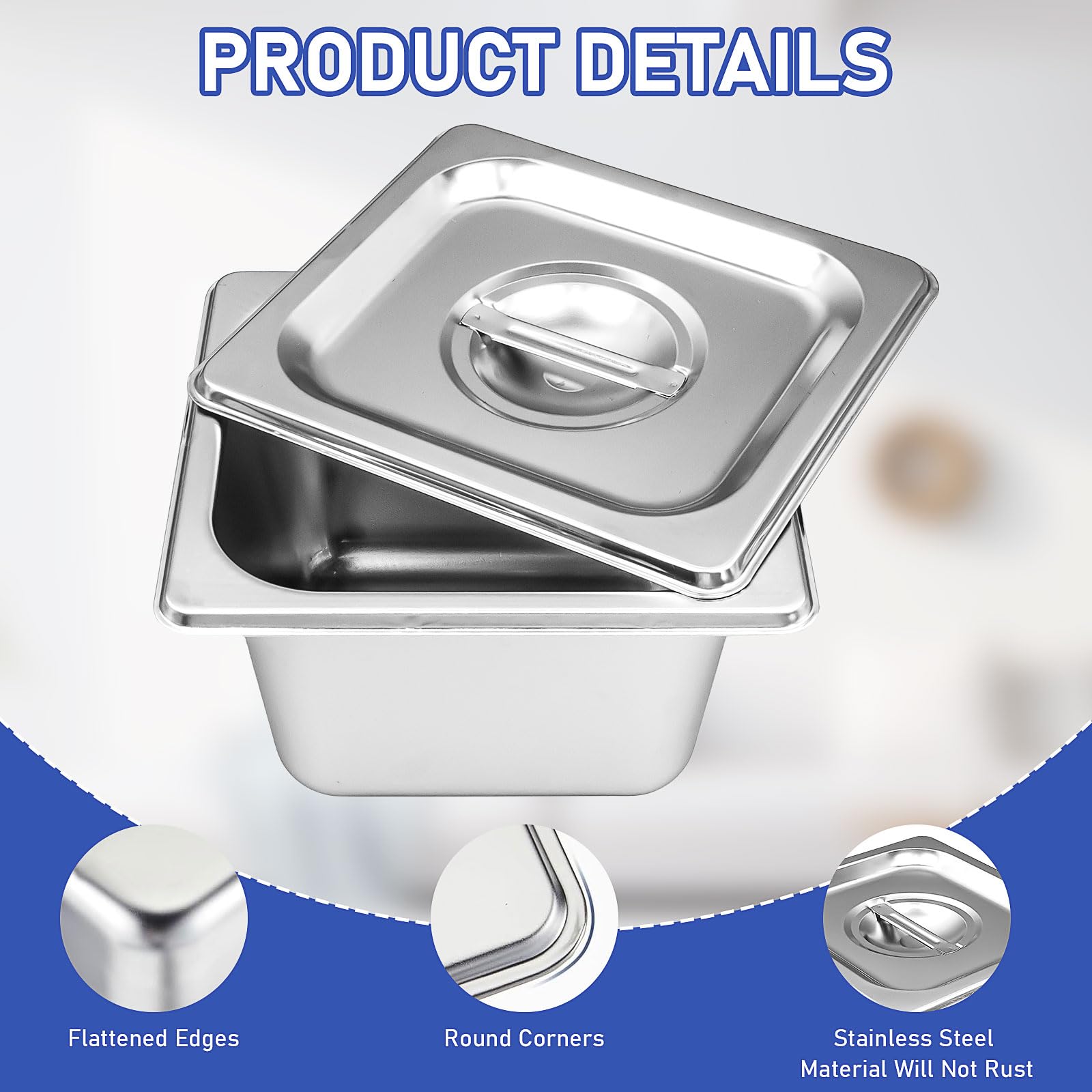 8-Piece Stainless Steel Hotel Pans Set - 4