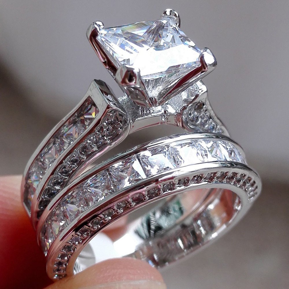 Vintage Stacking Engagement Ring for Women - Elegant Couple Rings Set, DIY Jewelry Gift for Her, Perfect for Anniversaries, Weddings & Special Occasions