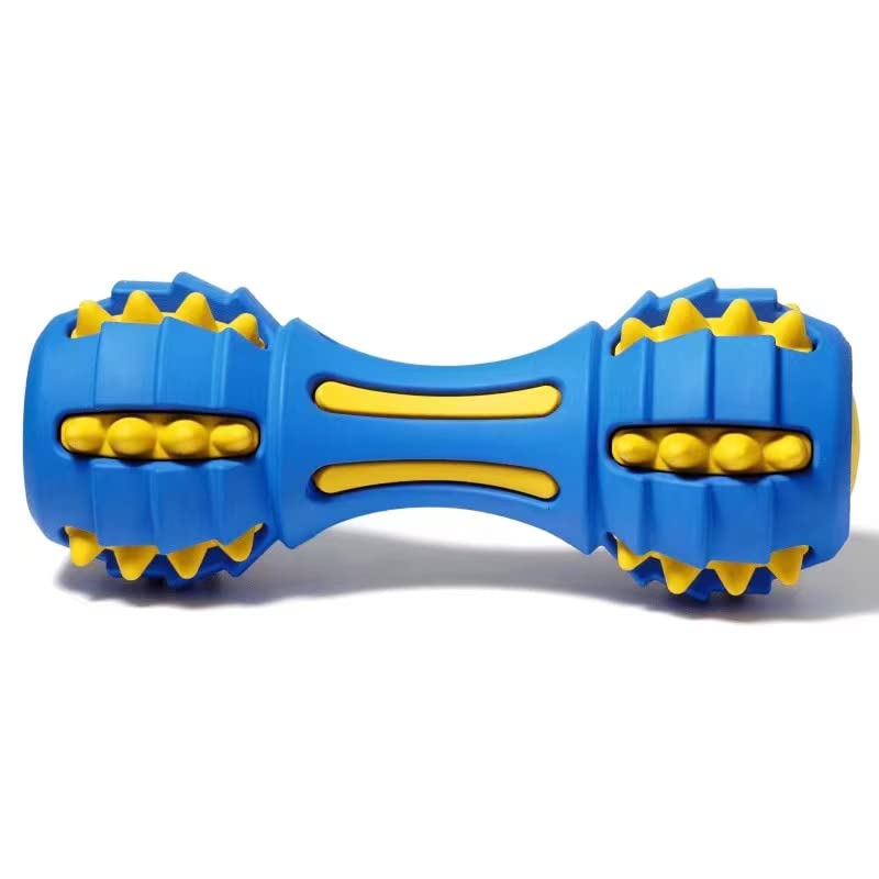 Durable Dog Chew Toys for Aggressive Chewers - Natural Rubber Squeaky Toys for Medium to Large Dogs, Teeth Cleaning Dumbbell Shape - Perfect for Fetch, Training & Playtime