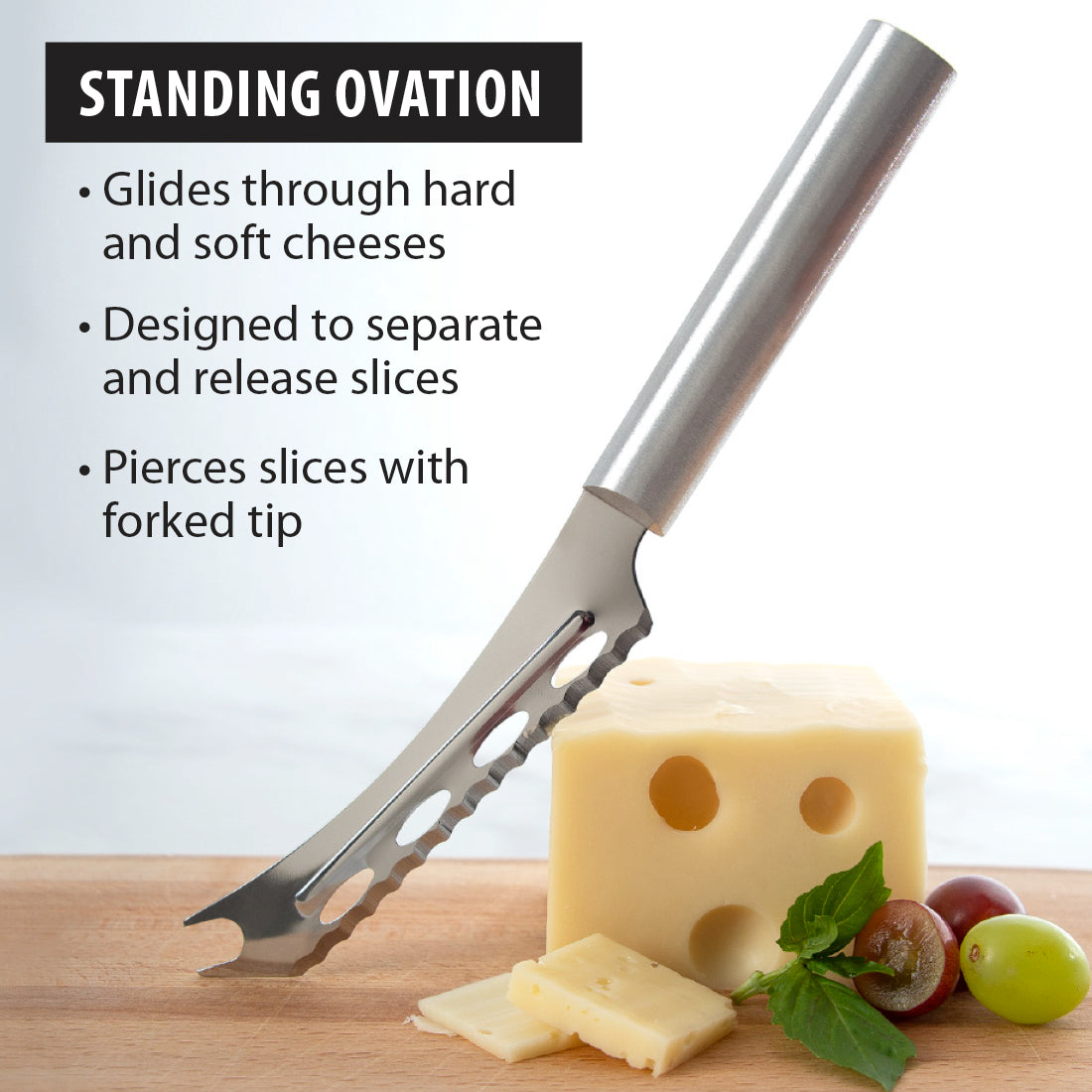 Premium Stainless Steel Cheese Knife Set - Sharp Blade for Cutting Hard & Soft Cheeses - Perfect for Charcuterie Boards, Wine Pairings & Entertaining