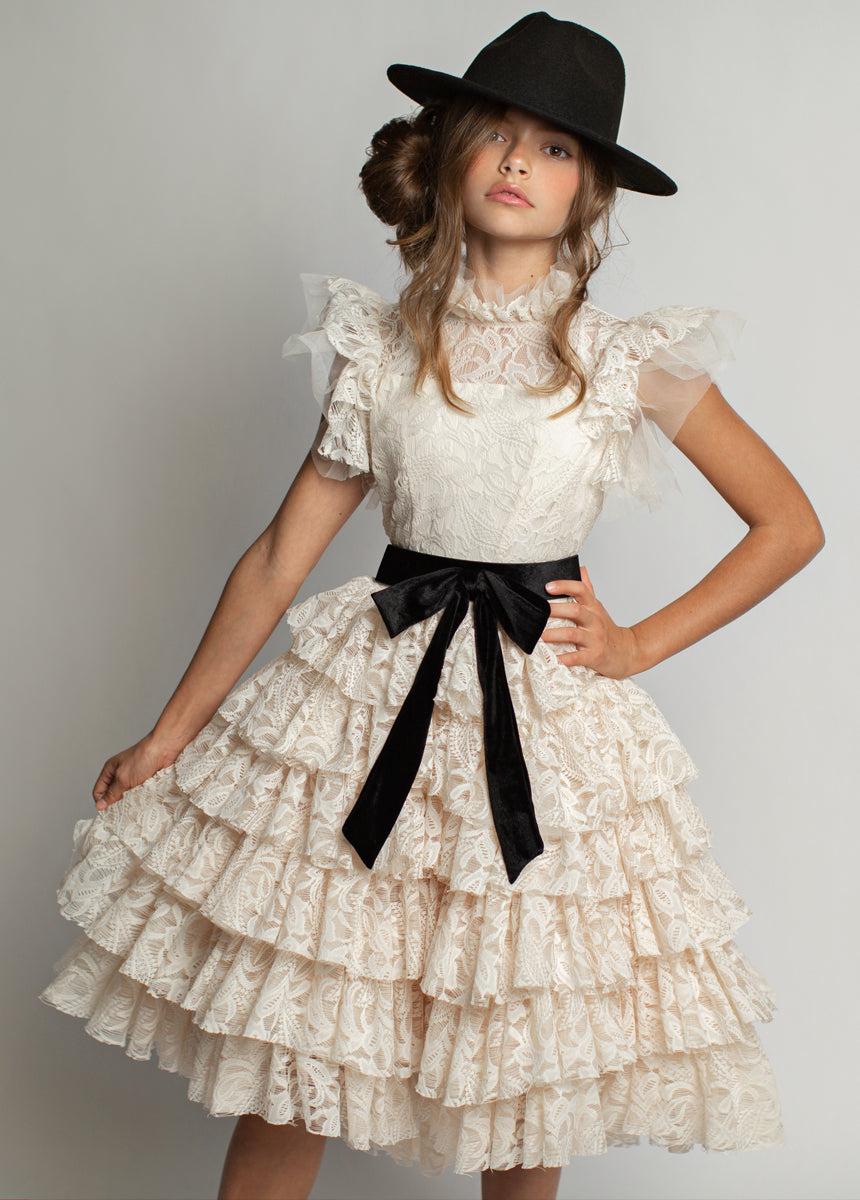 Vintage Ivory Anouk Petticoat Dress for Women - Elegant Lace Bridal Undergarment & Wedding Guest Outfit - Perfect for Vintage Weddings, Tea Parties and Formal Occasions