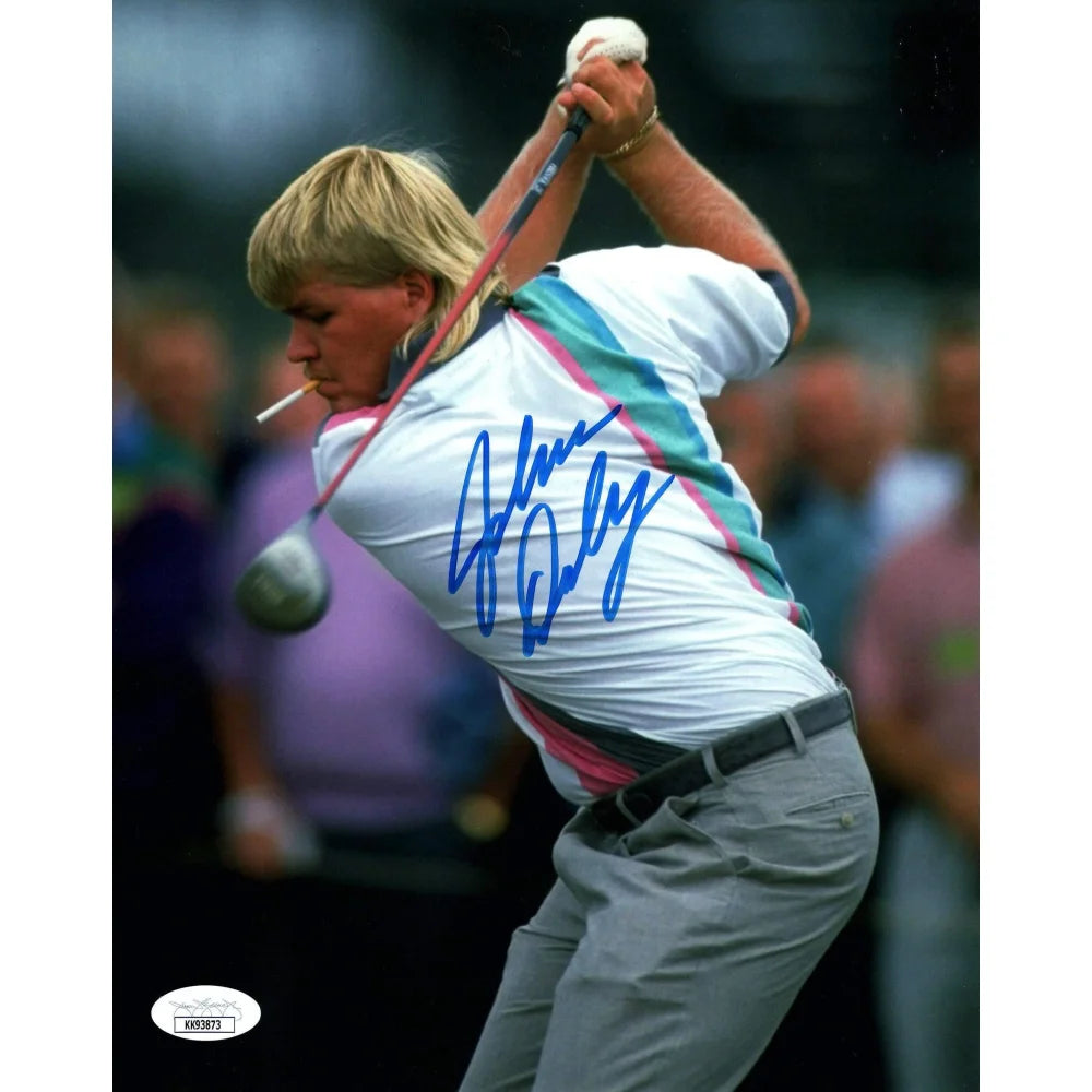 John Daly Autographed 8x10 Framed Golf Photo with JSA COA - PGA Tour Legend Signature with Cigarette - Perfect for Golf Memorabilia Collections, Man Cave Decor, and Sports Fan Gifts