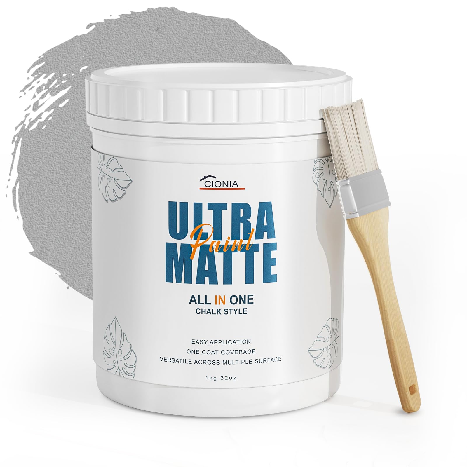 Ultra Matte Chalk Paint for Furniture - Eco-Friendly All-in-One Chalky Paint for Wood, Cabinets, Home Decor & DIY Crafts (32 oz, Light Grey) - Perfect for Shabby Chic Furniture Makeovers & Vintage Home Decor Projects