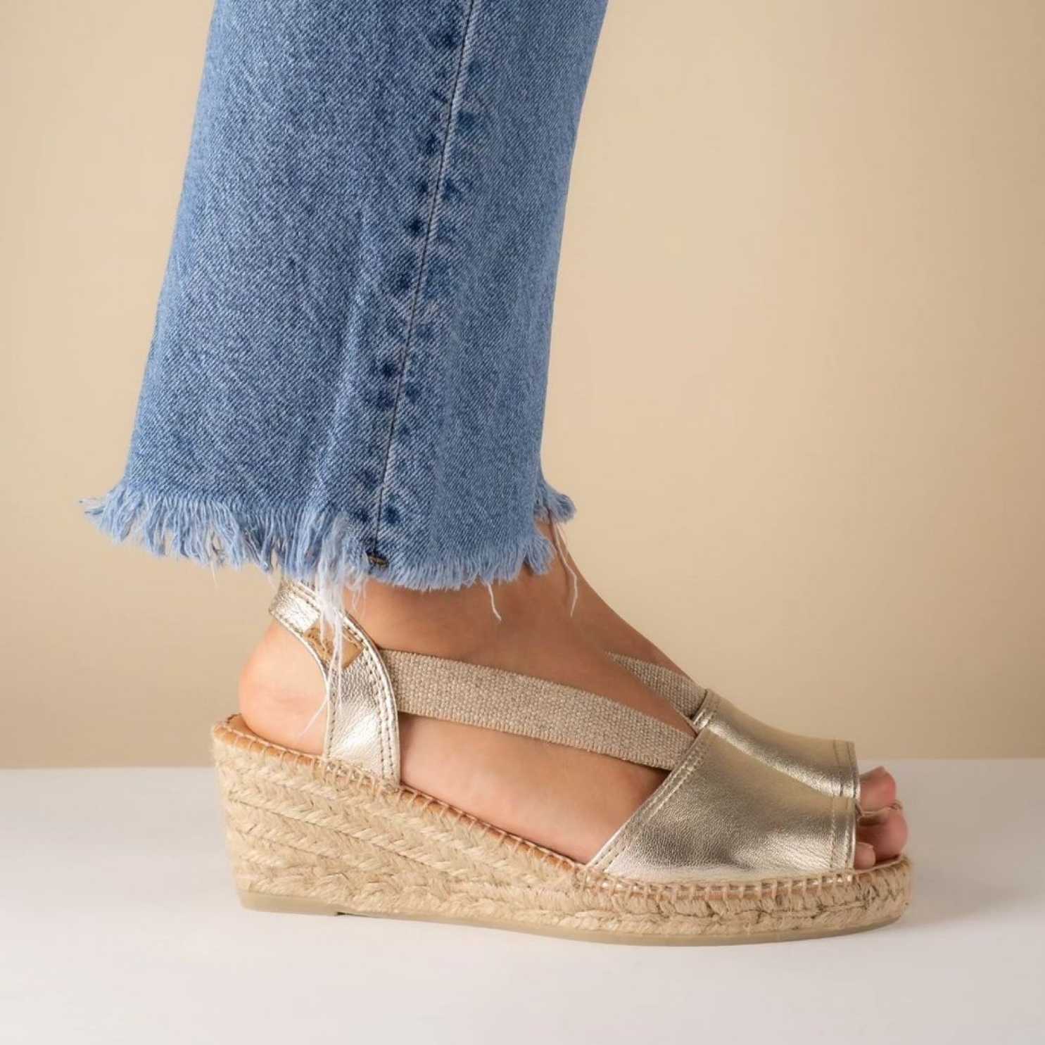 Women's Plain Leather Wedge Espadrilles - Comfortable Summer Sandals for Beach, Vacation & Casual Outings | Teide P Collection