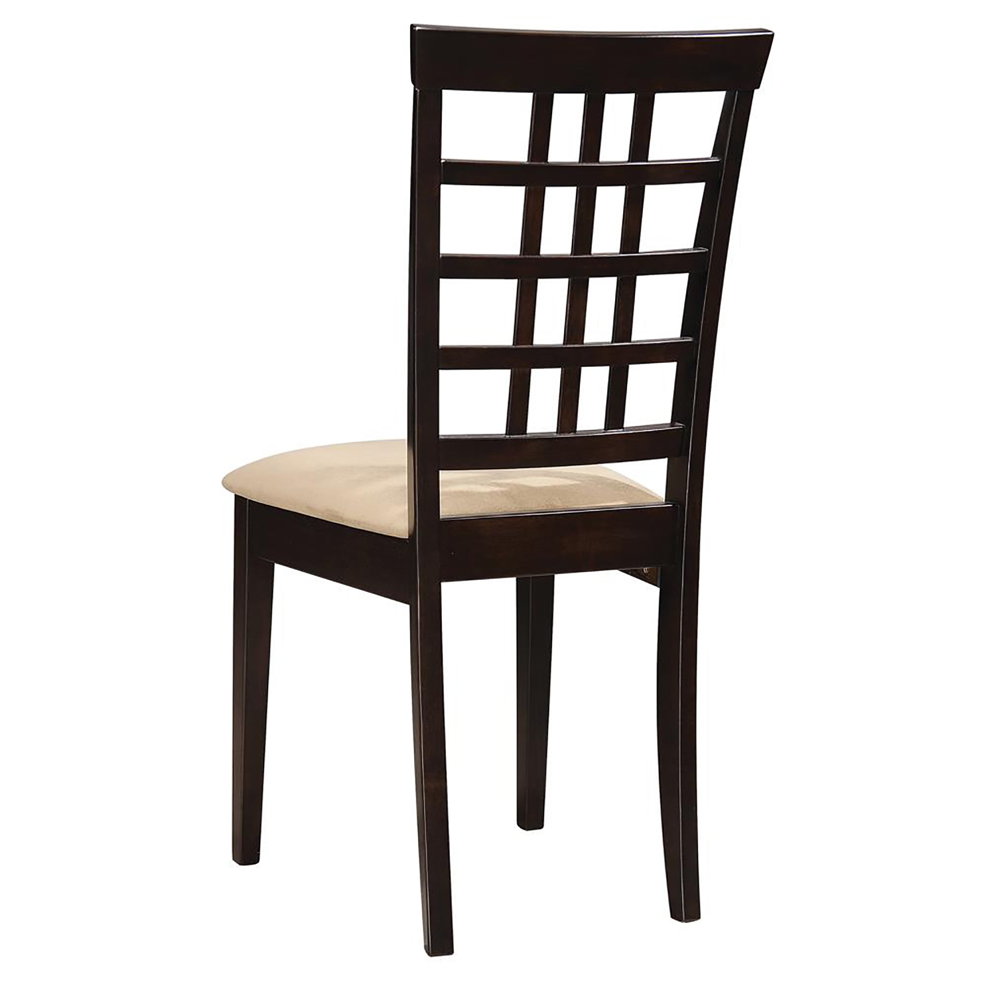 Modern Cappuccino & Beige Lattice Back Side Chairs (Set of 2) - Stylish Dining Room Furniture for Kitchen, Breakfast Nook or Small Space Decor