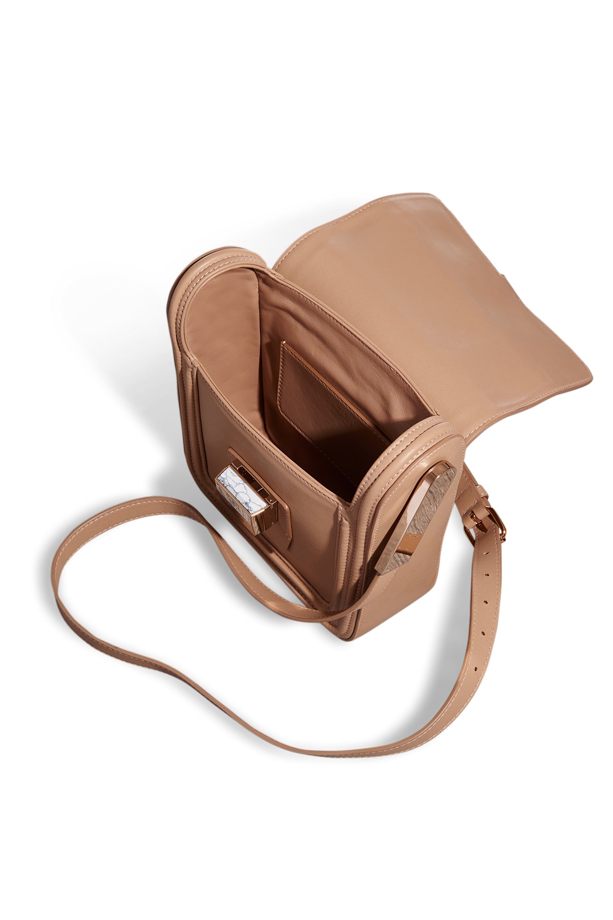Marvelle Crossbody Bag in Nude Nappa Leather - Stylish Women's Shoulder Purse for Everyday Use, Work & Travel