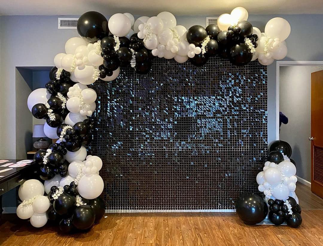 Black and White Balloon Garland Kit - 124Pcs Arch Kit with Confetti Balloons, Durable Latex Balloons for Birthday, Wedding, Anniversary Decorations | Perfect for Party Backdrops, Baby Showers & Graduation Celebrations
