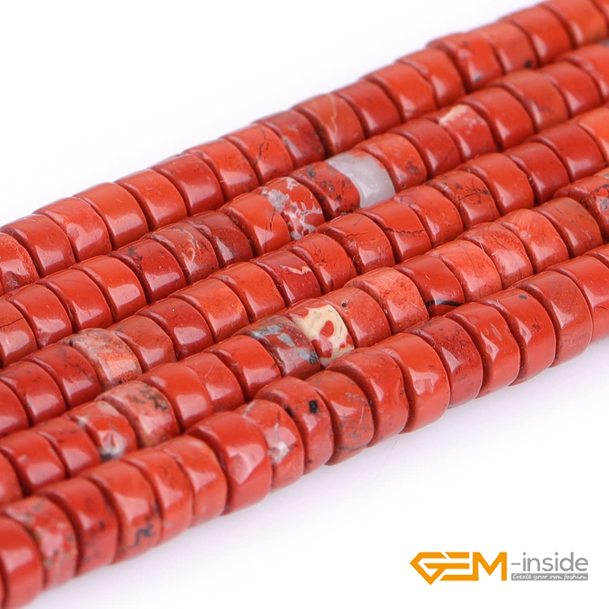 2X4mm Red Jasper Heishi Beads - Smooth Rondelle Gemstone Beads for Jewelry Making (155Pcs/15