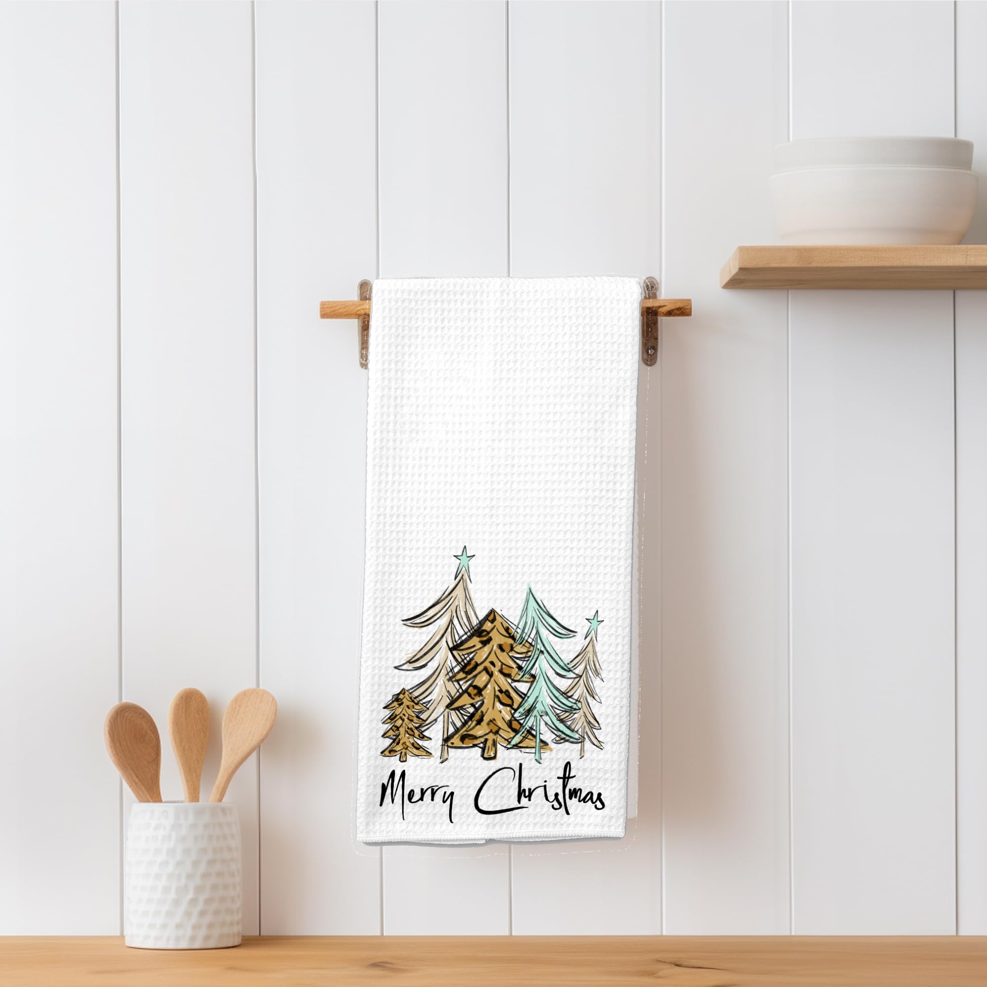 Festive Leopard Print Christmas Kitchen Towels - Holiday Home Decor for Dining, Baking & Party Setup