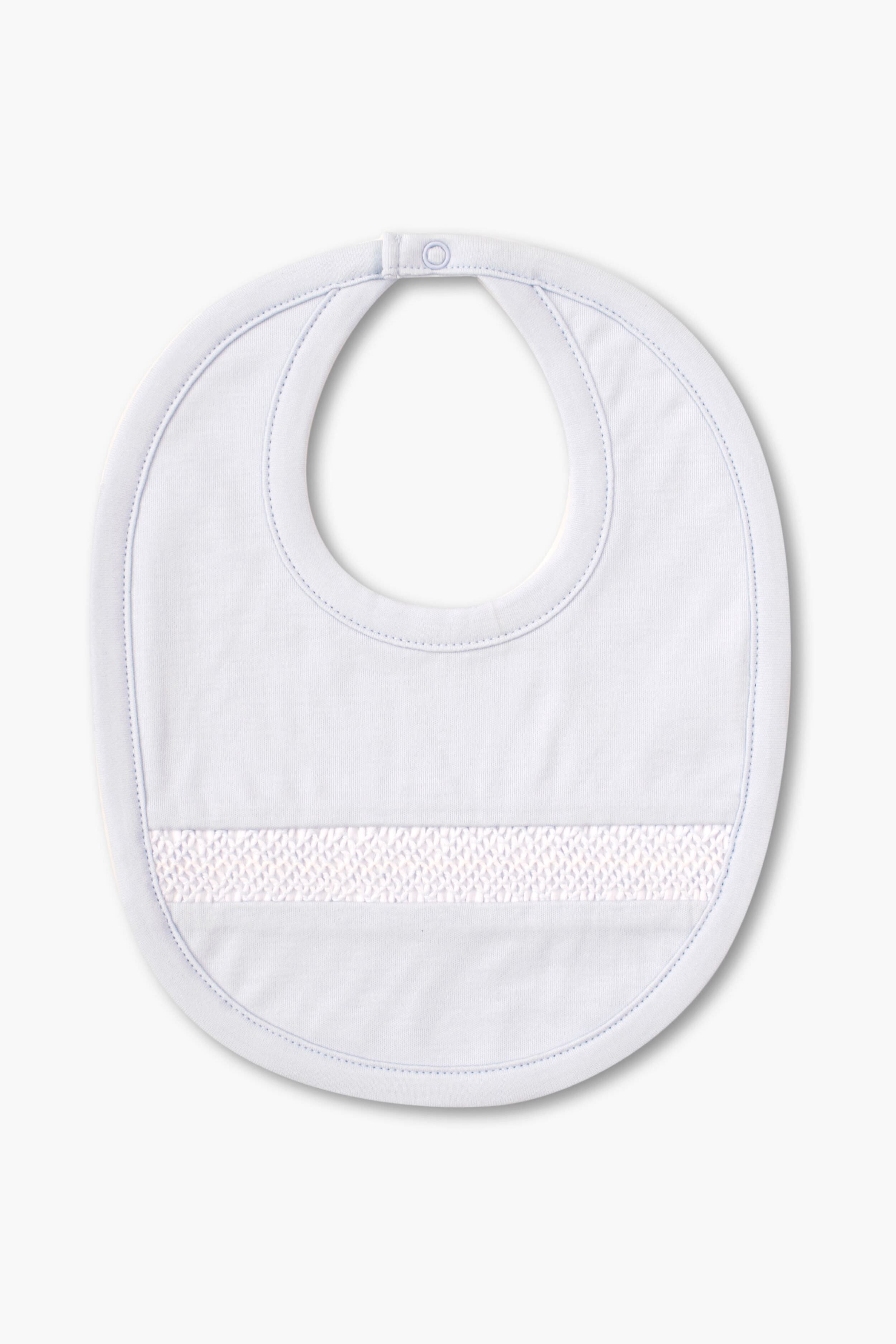 Premium Blue Hand-Smocked Baby Bib – Soft Cotton Drool Bib for Infants & Toddlers – Perfect for Mealtime, Feeding, and Messy Play