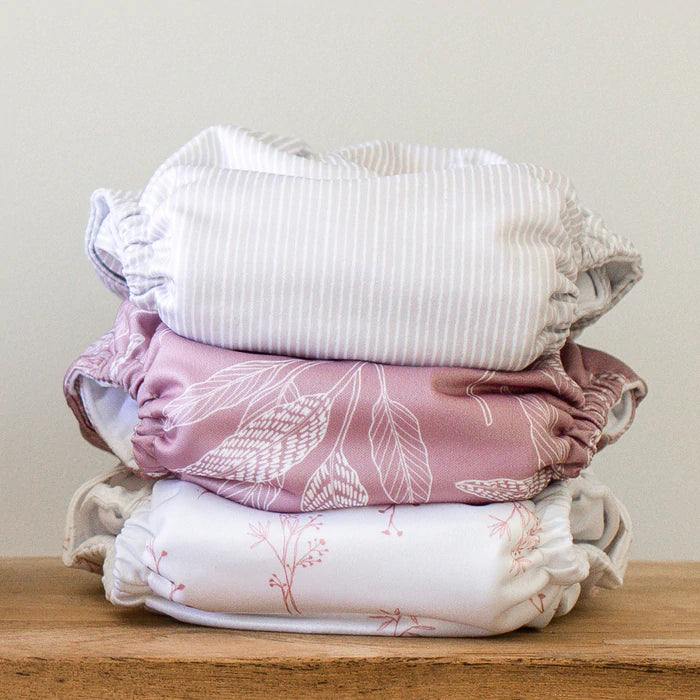 EcoNaps Modern Cloth Diaper | Reusable Washable Baby Nappy | Soft Breathable Organic Cotton | Mauve Native Print | Perfect for Daycare, Travel & Eco-Friendly Parenting