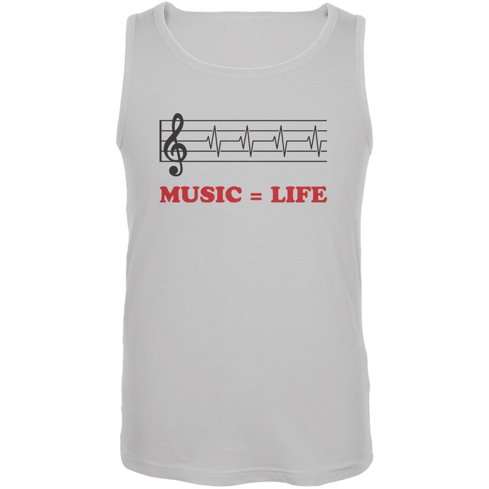 Old Glory Music=Life Treble Clef White Adult Tank Top - Large | Vintage Music Lover Graphic Tee for Concerts & Summer Outfits