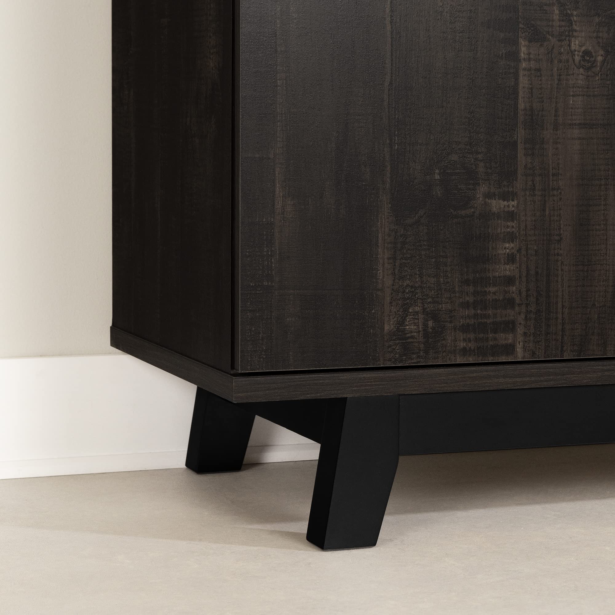 South Shore Bellami Buffet with Wine Storage - Rubbed Black Finish Sideboard for Dining Room & Living Room | Perfect for Entertaining & Home Organization