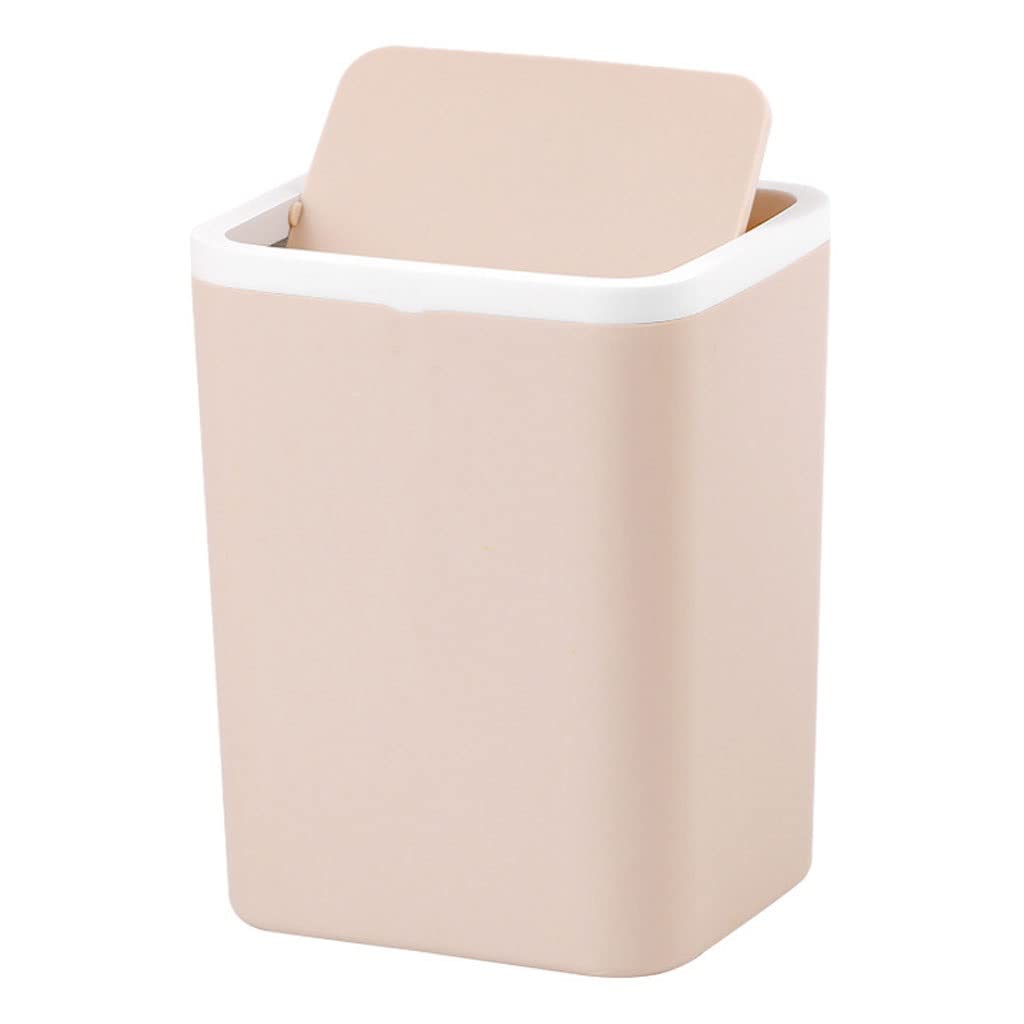 GTGX HK Small Mini Desktop Trash Can with Shake Cover - Plastic Dustbin for Home, Office, Kitchen & Bathroom | Pink | Compact Waste Bin for Desks, Countertops & Workspaces