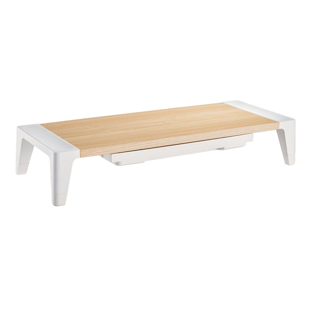 Activiva Monitor Stand Riser with Storage Drawer - White Oak Wooden Desktop Organizer for Computer, Laptop & Office Accessories - Perfect for Home & Office Workspace Setup