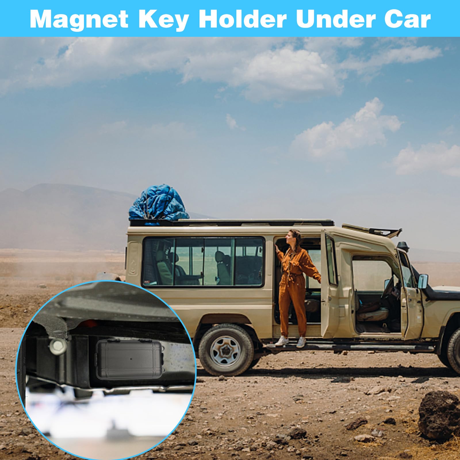 2Pcs Magnetic Key Holder for Under Car - Waterproof Hidden Key Box for Outdoor Travel & Emergency Use - Secure Key Hider for Vehicles (Black) - Perfect for Camping, Road Trips & Spare Key Storage