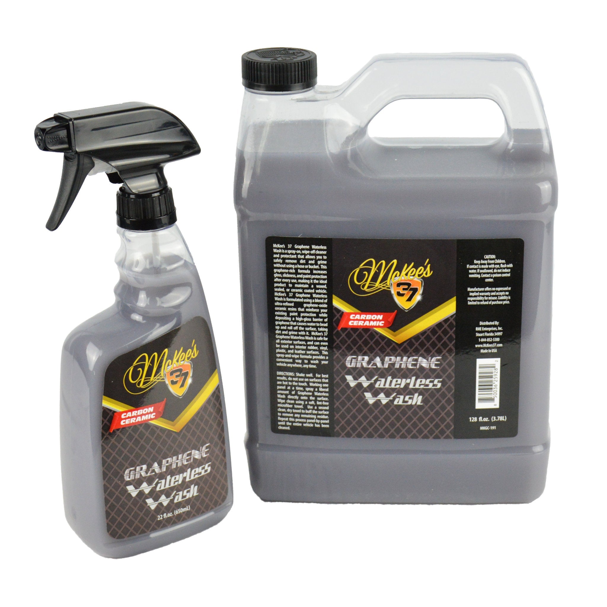 McKee's 37 Graphene Waterless Car Wash & Wax - Quick Detailer Spray for Instant Shine, Protection & Cleaning - Perfect for Road Trips, RV, Motorcycle & Daily Car Care