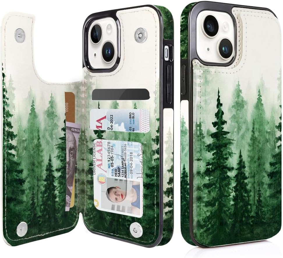 iPhone 15 Plus Wallet Case with Card Holder Slots - PU Leather Folio Flip Cover with Kickstand & Double Magnetic Clasp | Perfect for Daily Commute, Business Meetings & Travel Protection