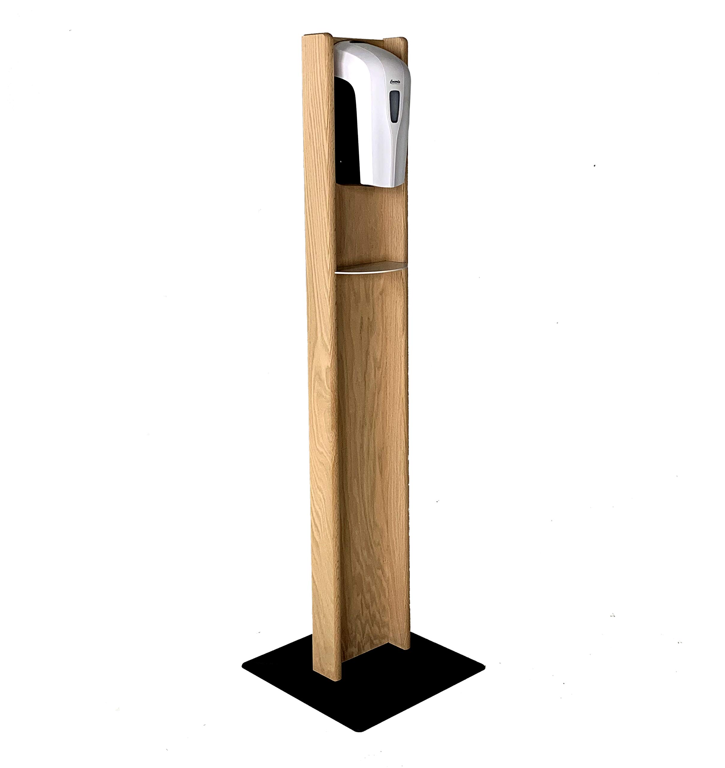 Natural Wooden Mallet Gel Hand Sanitizer Dispenser with Drip Catcher - Unfinished Solid Wood Stand - Made in USA - Fast Shipping | Perfect for Home, Office & Commercial Spaces - Hygienic Touch-Free Solution