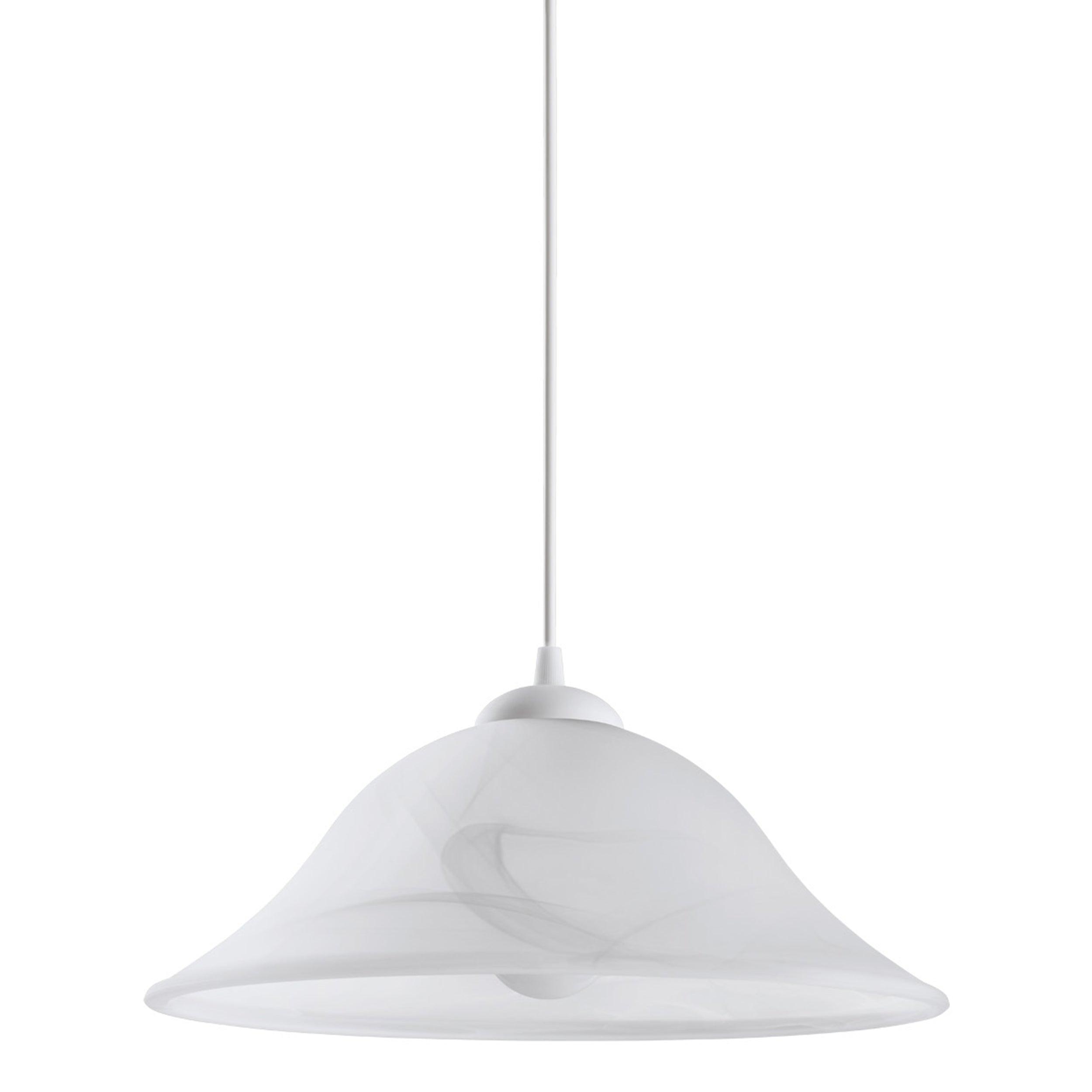 Eglo Albany White Alabaster Glass Ceiling Pendant Light Fixture - Modern Dining Room & Kitchen Island Lighting for Home Decor