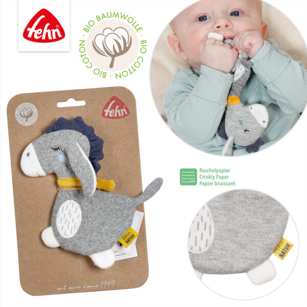 FehnNATUR Crinkle Donkey Sensory Toy for Babies - Soft Plush Animal with Crackling Sounds, Perfect for Newborns & Toddlers Developmental Play, Teething Relief & Cuddling | Great for Nursery, Playtime & Travel