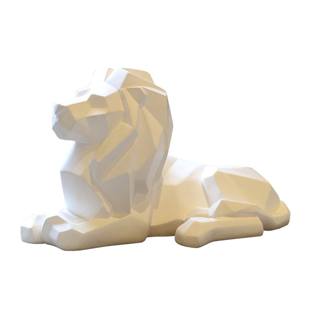 ZJF Resin Lion Geometric Sculpture - Handcrafted Desktop Decor, Animal Ornament for Living Room, Porch & Cabinet | Creative Home Decoration Statue for Tabletop Display | Perfect for Housewarming Gifts & Feng Shui Decor