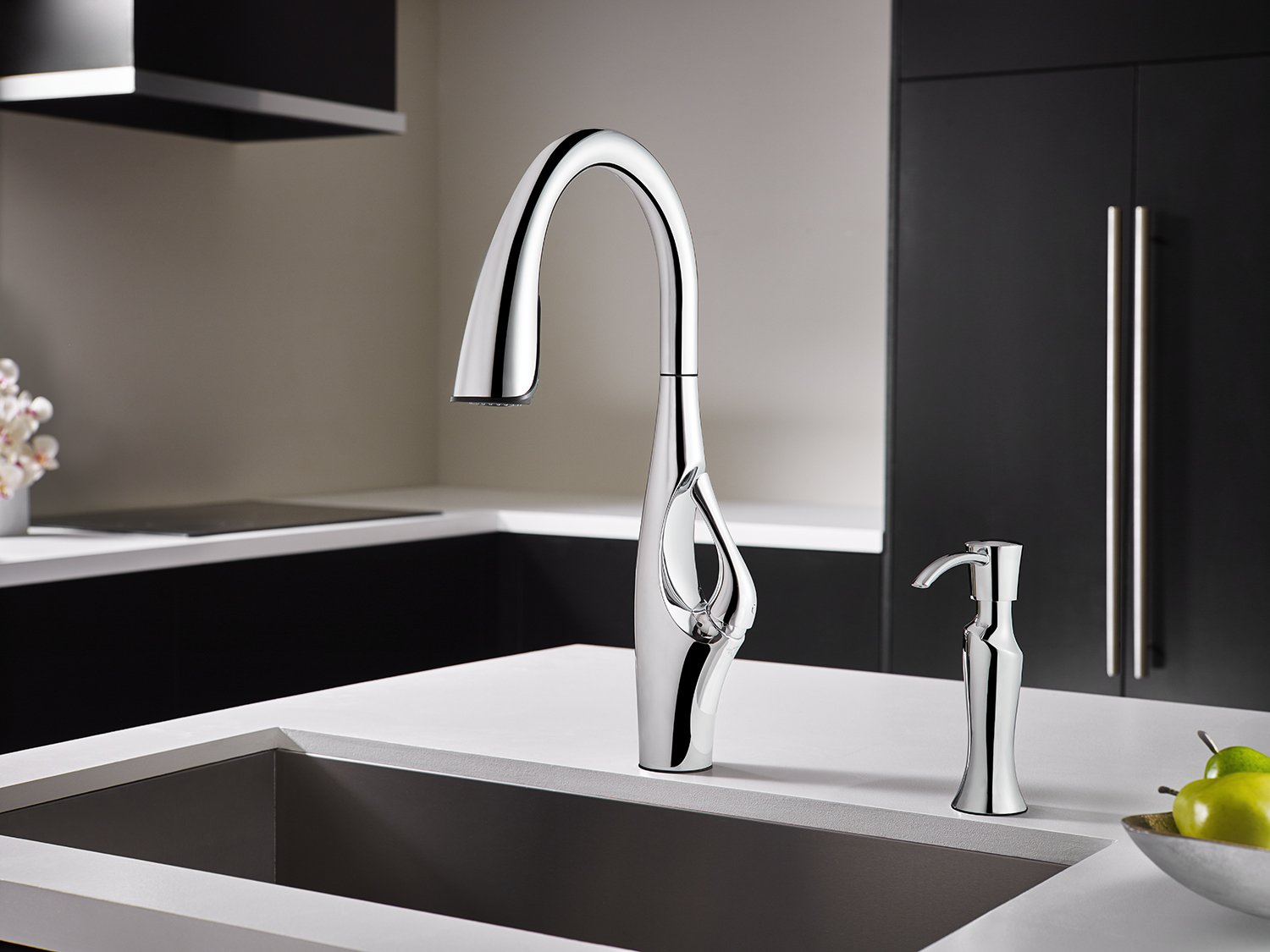 Pfister KSD-IHCC Kai Polished Chrome Soap Dispenser - Modern Touchless Bathroom & Kitchen Sink Accessory for Home & Office
