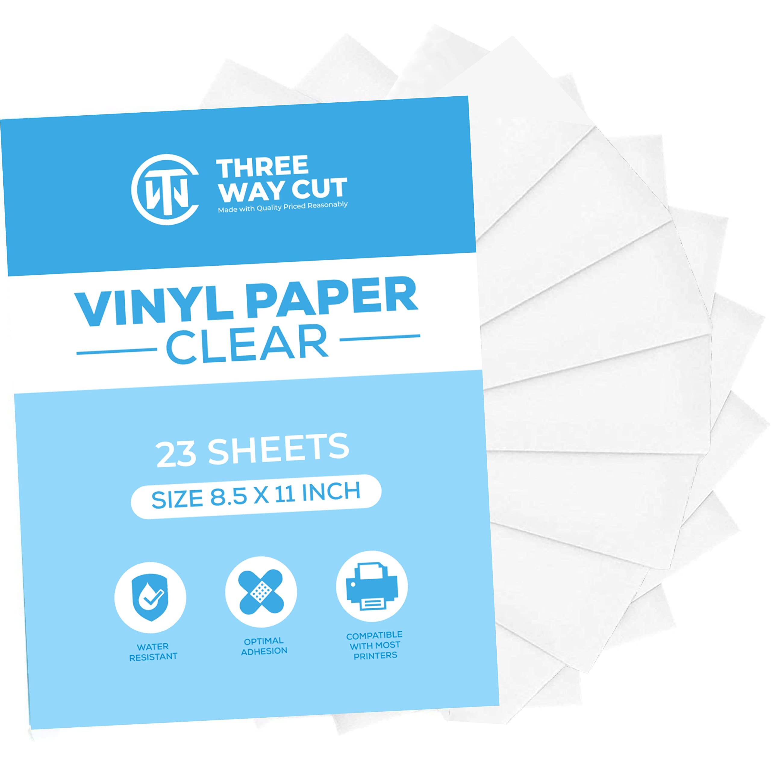 Premium Printable Vinyl Sticker Paper - Frosty Clear Inkjet Compatible (23 Sheets) - Tear & Scratch Resistant Transparent Decal Paper with Quick-Dry Ink Technology - Perfect for DIY Labels, Scrapbooking, Water Bottles & Craft Projects
