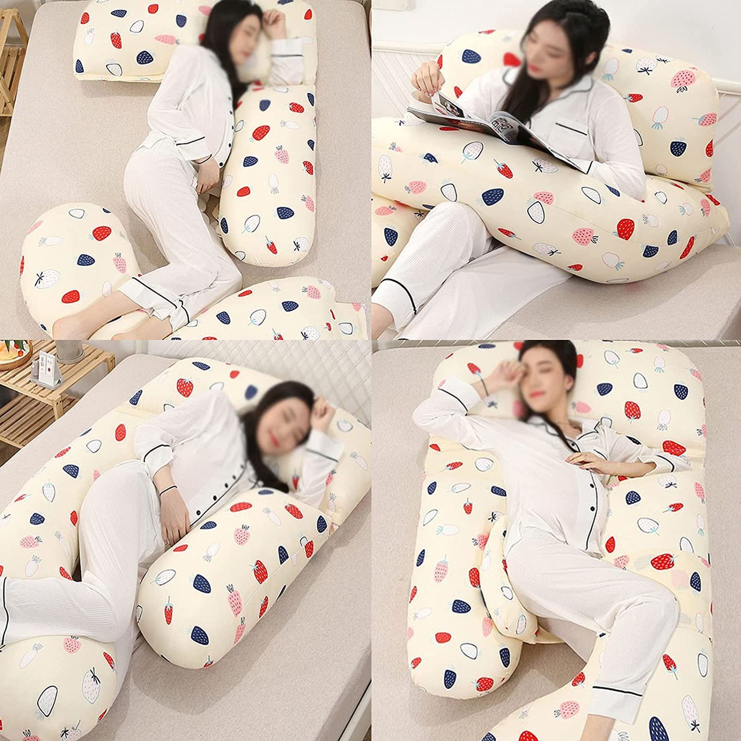 G-Shaped Maternity Pillow - Double Layer Yarn Fabric Pregnancy Support Pillow with Adjustable Lumbar Support | Detachable & Washable | Perfect for Side Sleeping, Back Pain Relief & Comfort During Pregnancy