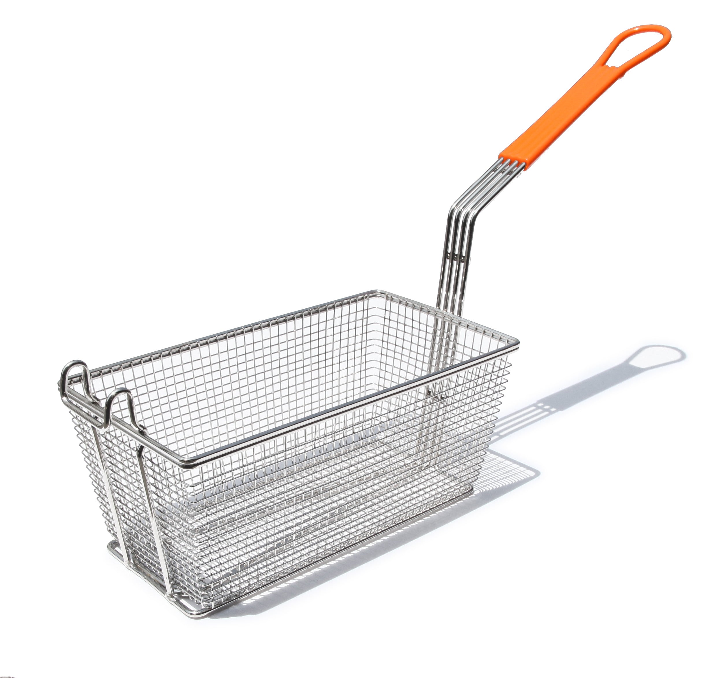 Premium Deep Fryer Basket with Orange Coated Handle - 12.1