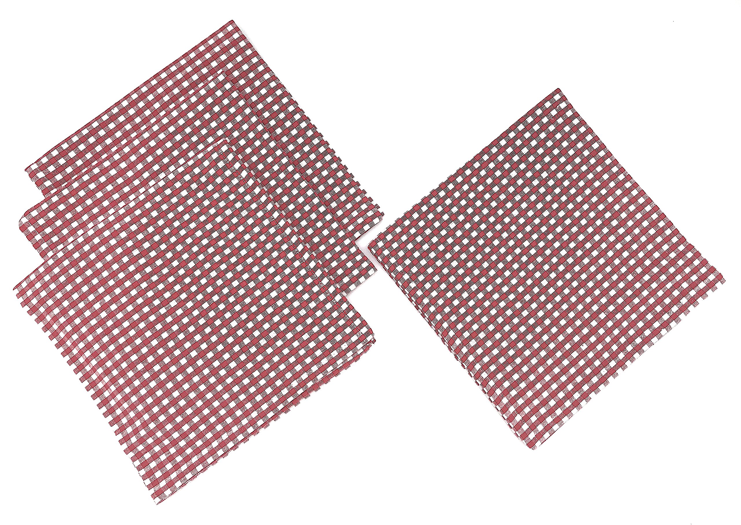 Stylish Gingham Napkins and Placemats Set - Cotton Table Linens for Dining, Picnics & Party Decor - Red and White Checkered Design