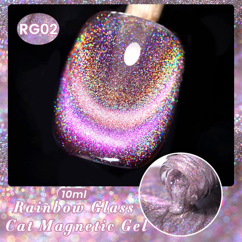 Iridescent Rainbow Glass Cat Magnetic Gel Polish 10ml - Long Lasting Nail Art Polish for Manicure & Pedicure - Perfect for Parties, Weddings, and Special Occasions