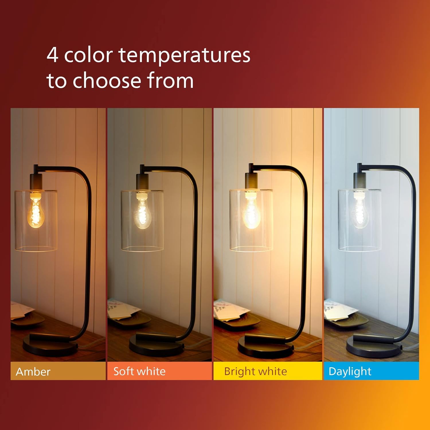 Vintage Spiral ST19 Dimmable LED Light Bulbs 4-Pack - E26 Base, 2000K Amber Warm White, 700 Lumens, Flicker-Free with EyeComfort Technology - Perfect for Bedrooms, Living Rooms, Restaurants and Cozy Ambiance Lighting