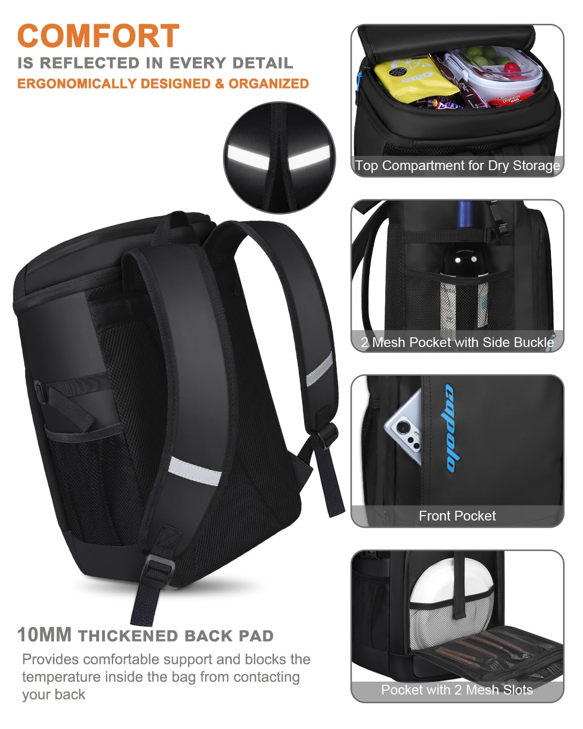 Capolo 36/45 Can Insulated Cooler Backpack - Leakproof Waterproof Soft Cooler Bag for Men & Women - Perfect for Picnics, Beach Trips, Camping & Outdoor Adventures
