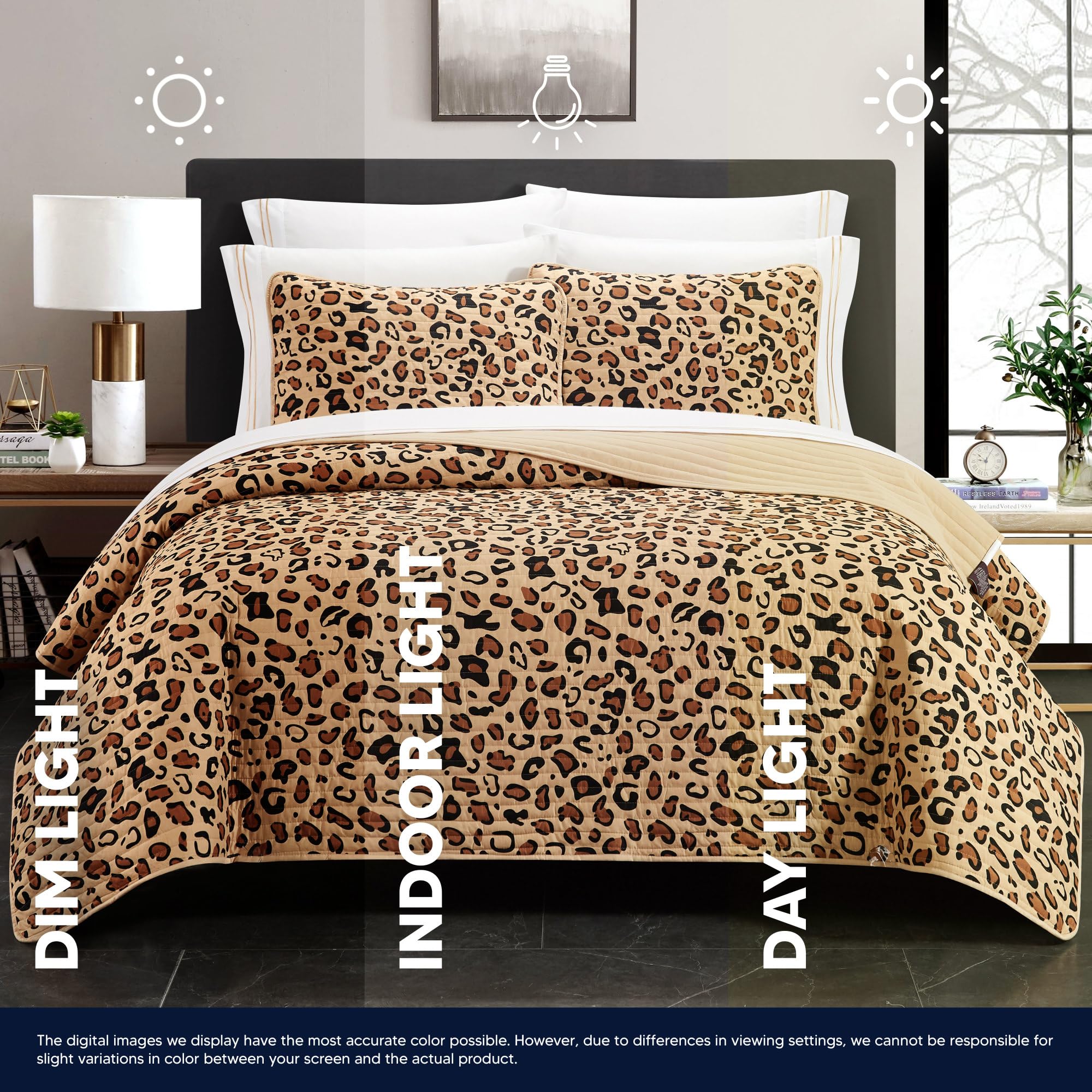 Wild Cheetah Print Microfiber 9-Piece Queen Bedding Set - Quilt, Shams, Sheets & Pillowcases - Brown Animal Pattern Bed in a Bag for Cozy Bedroom Decor | Perfect for Jungle-Themed Rooms & Safari-Inspired Home Decor