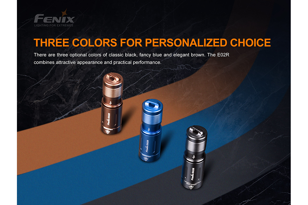 Fenix E02R Ultra-Bright LED Keychain Flashlight - Compact, Rechargeable, Waterproof for Camping, Hiking & Emergency Use