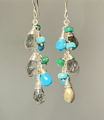 Turquoise & Labradorite Sterling Silver Dangle Earrings | Handmade Boho Jewelry for Women | Perfect for Weddings, Parties & Everyday Wear
