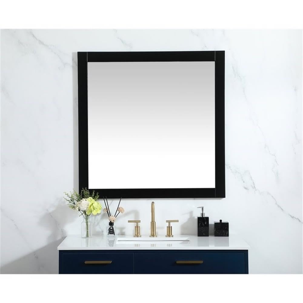 Elegant Black 36x36 Vanity Mirror - MDF & Metal for Bathroom Decor