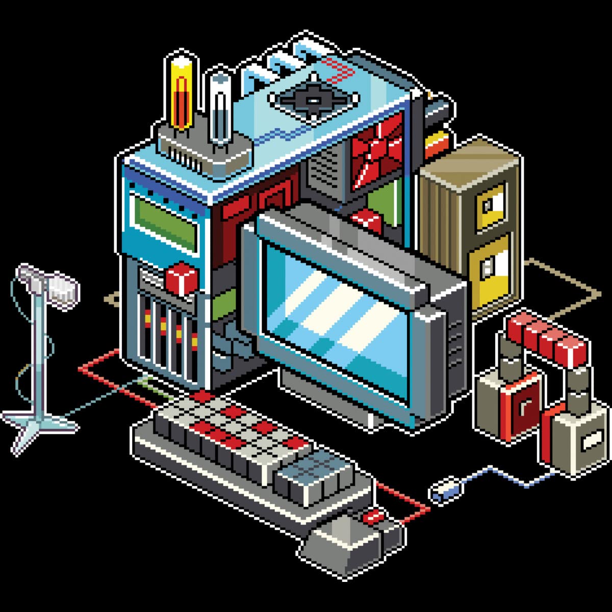Design By Humans Men's 8-Bit Computer Graphic T-Shirt - Retro Gaming Tee for Casual Wear & Gamer Enthusiasts