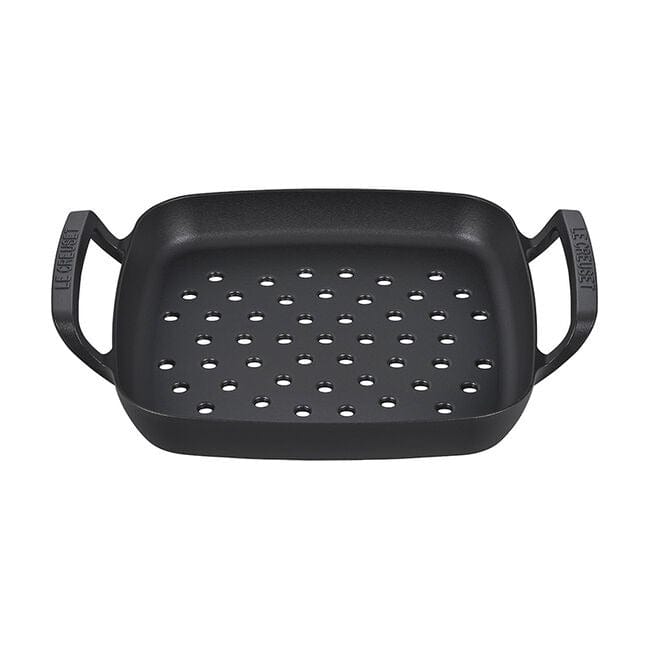 Le Creuset Alpine Outdoor Square Grill Basket 12 Inch - Premium Cast Iron Grill Pan for Camping, Picnics & Backyard BBQs - Perfect for Grilling Vegetables, Seafood & Meats