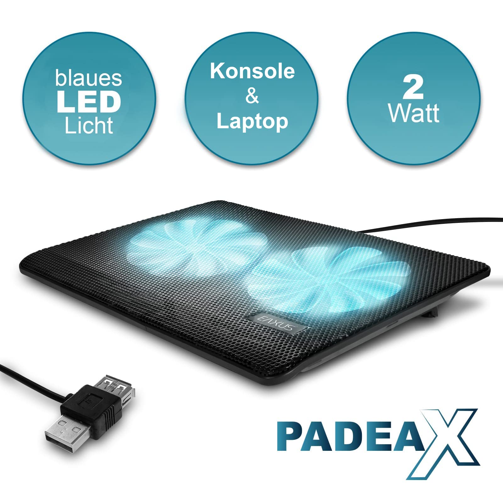 Eaxus® Padeax Premium Laptop Cooling Pad with LED Fan - Compatible with PS5, PS4, PS4 Pro & PC - Keep Your Gaming Laptop Cool During Intense Gaming Sessions & Long Work Hours
