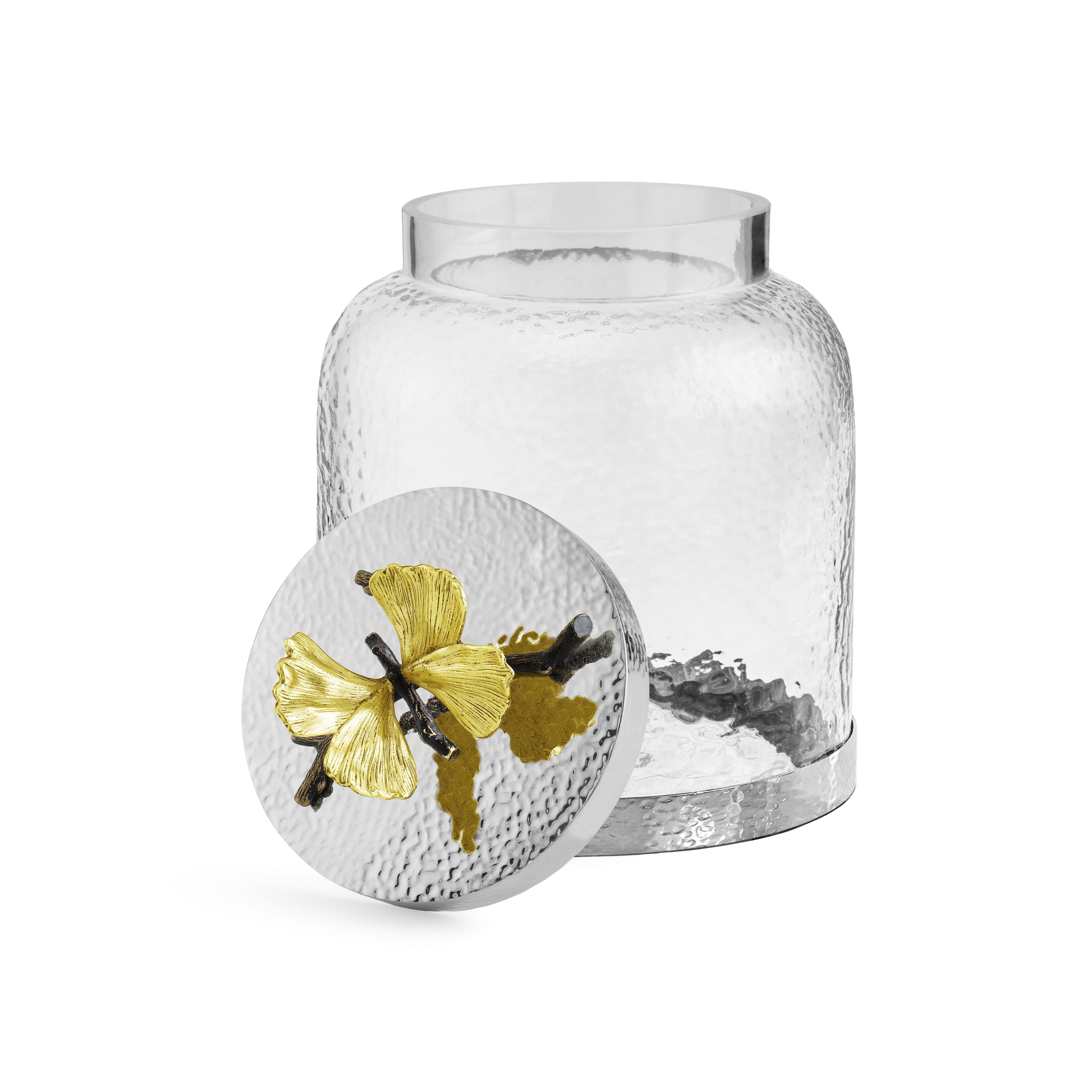 Butterfly Ginkgo Leaf Ceramic Cookie Jar with Lid - Airtight Kitchen Storage for Cookies, Snacks & Tea - Perfect for Home, Office & Gift Giving