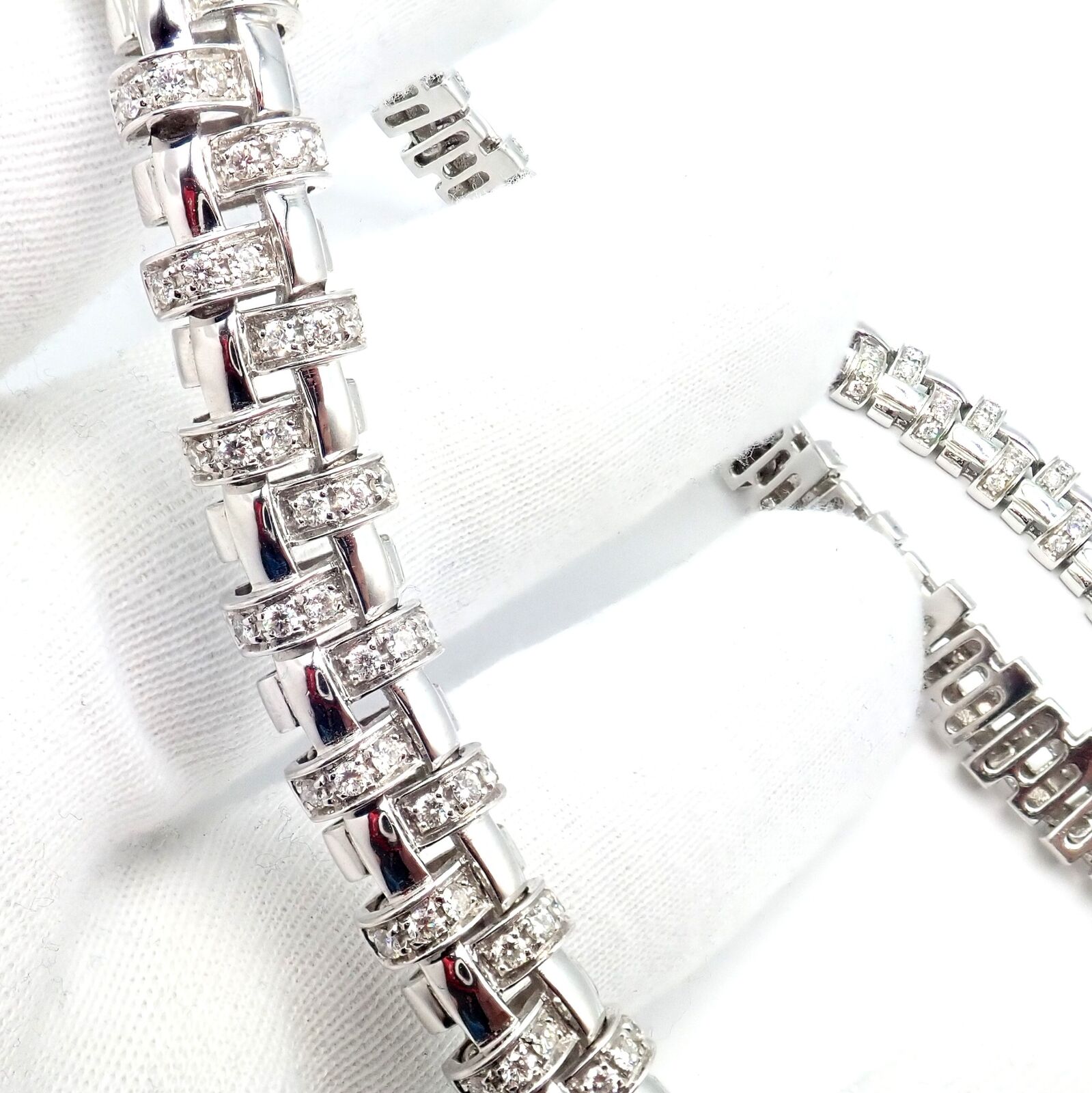 Authentic Tiffany & Co Vannerie 18k White Gold Basket Weave Diamond Necklace | Luxury Jewelry for Women | Perfect for Weddings, Anniversaries & Special Occasions