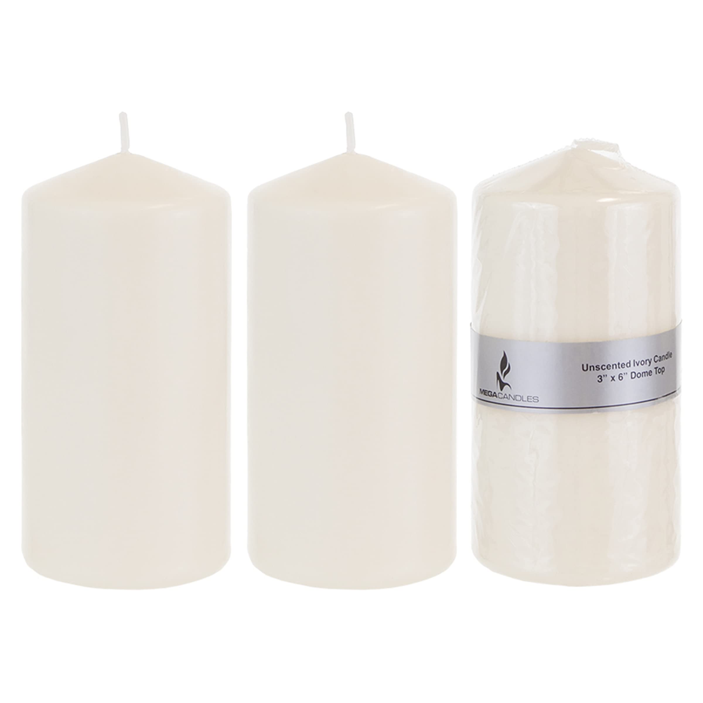 Premium Unscented Ivory Pillar Candles Set of 3 - 3x6 Inch Dome Top Pressed Wax Candles for Home Decor, Weddings, Parties & Events - Perfect for Centerpieces, Memorials, Prayers & Romantic Ambiance