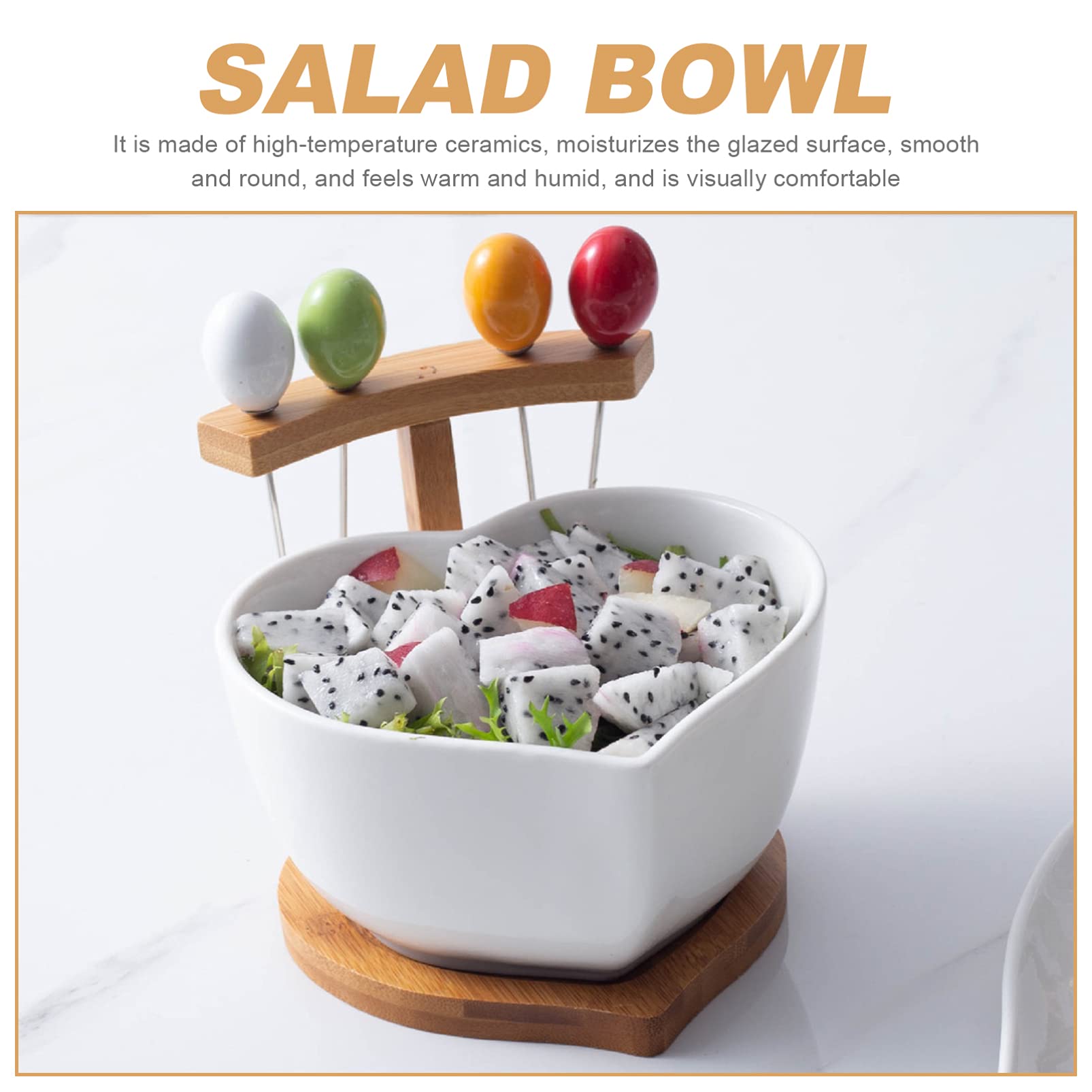 Hemoton 1 Set Porcelain Salad Bowls - 6-Piece Heart-Shaped Dessert Bowls for Ice Cream, Fruits, Nuts, Snacks | Elegant Sugar Bowls & Appetizer Plates | Perfect for Parties, Tea Time, and Home Decor