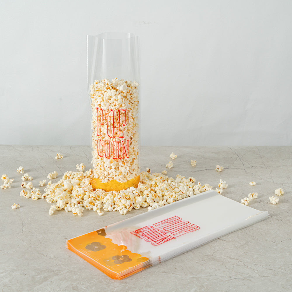 Clear Plastic Popcorn Bags 17x7 Inches - 100 Count Box | Perfect for Movie Nights, Concessions & Party Snacks
